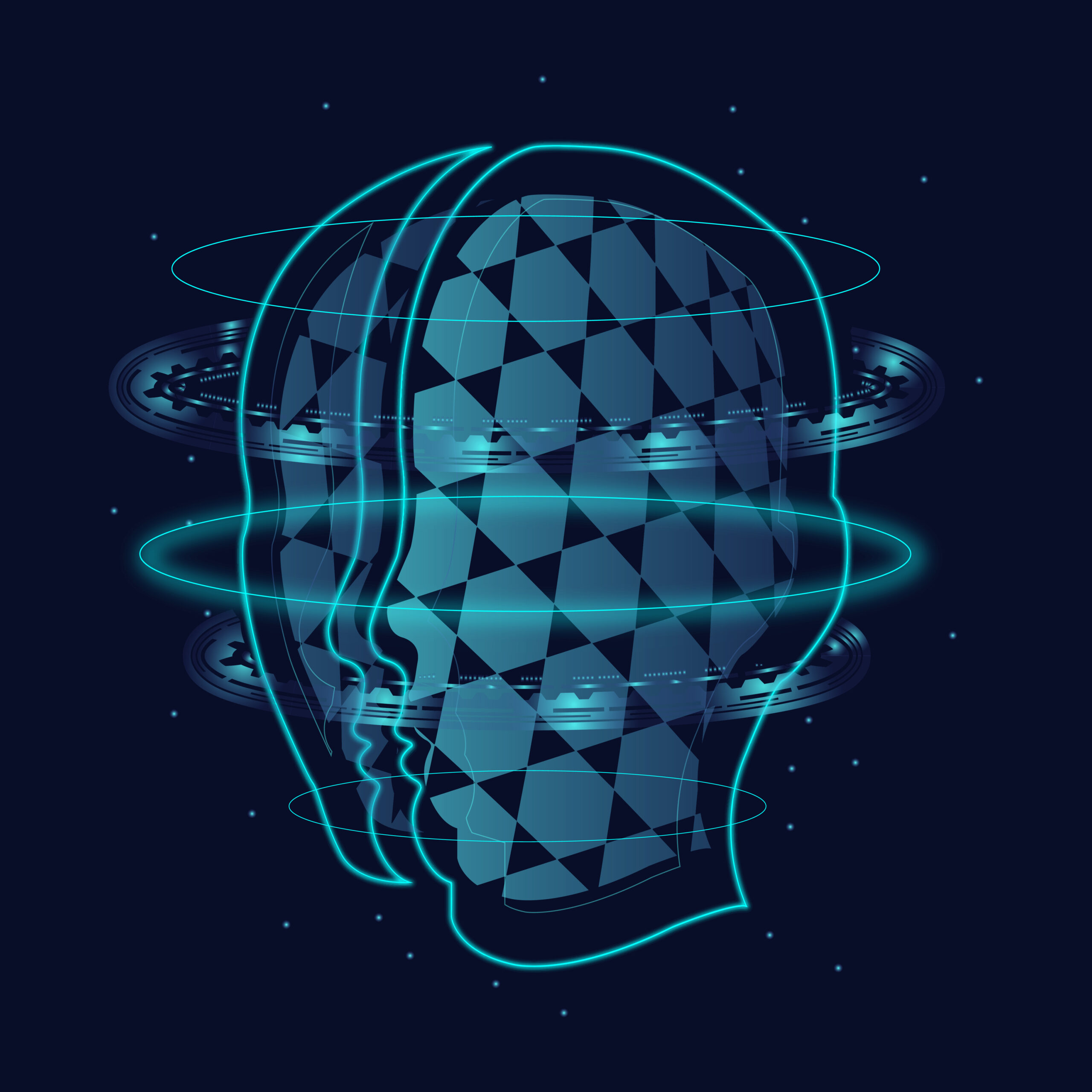 face Artificial intelligence brain robotic system vector